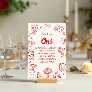 Das ist Amore! Rote italienische Hochzeit Tischnummer