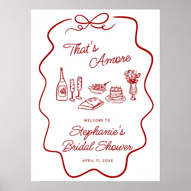 Das ist Amore Roter Doodle-Rahmen Willkommen  Poster (Vorne)