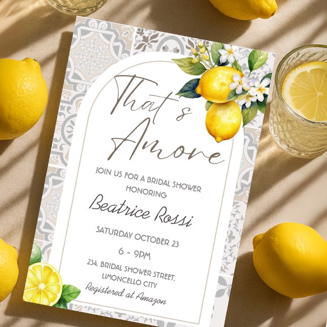 Das ist Amore Spritz Italian Tiles Brautparty Einladung (That's Amore Spritz Italian Tiles Bridal Shower Invitation)