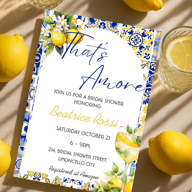 Das ist Amore Spritz Italian Tiles Brautparty Einladung (That's Amore Spritz Italian Tiles Bridal Shower Invitation)