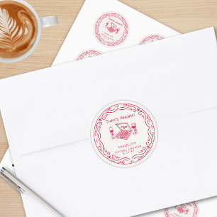 Das ist amore - Whimsical handgezeichnete Brautpar Runder Aufkleber