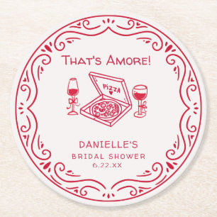 Das ist amore - Whimsical handgezeichnete Brautpar Runder Pappuntersetzer