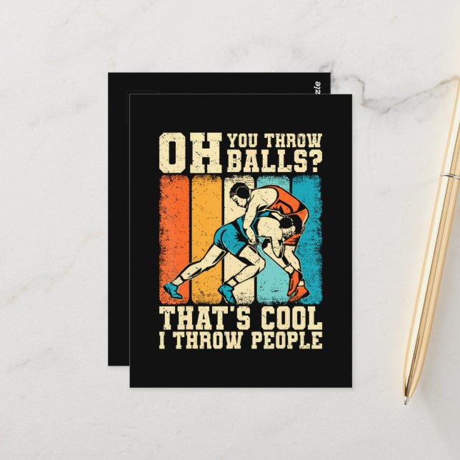 Das ist cool, ich werfe Menschen Postkarte (Vorderseite/Rückseite Beispiel)