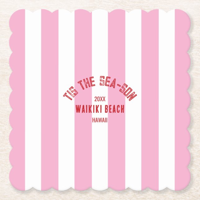 Das ist der Sea Son Custom Beach Weihnachten Rosa  Untersetzer (Vorderseite)