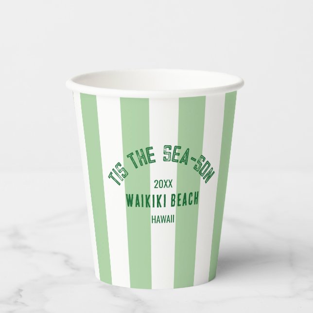 Das ist der Sea Son Custom Beach Weihnachtsstreife Pappbecher (Vorderseite)