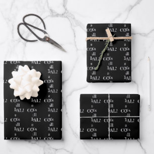 Das ist die "All Coal Christmas Black Typografy" Geschenkpapier Set