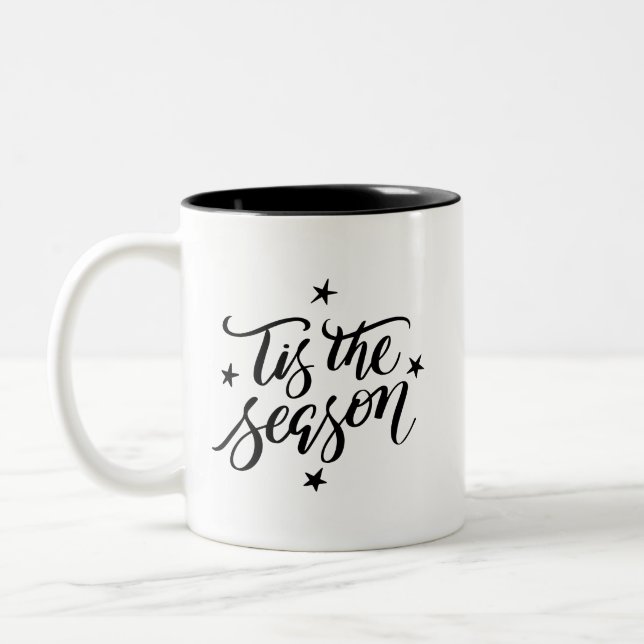 Das ist die Jahreszeit schwarz Zweifarbige Tasse (Links)