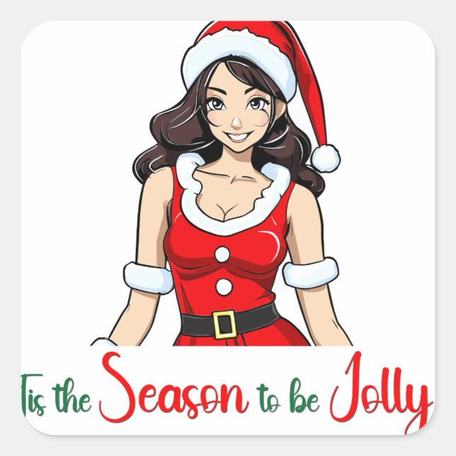 Das ist die Jahreszeit, um eine fröhliche Frau zu  Quadratischer Aufkleber (Vorderseite)