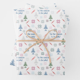 'Das ist die Jahreszeit, um fröhlich zu sein! Farb Geschenkpapier Set