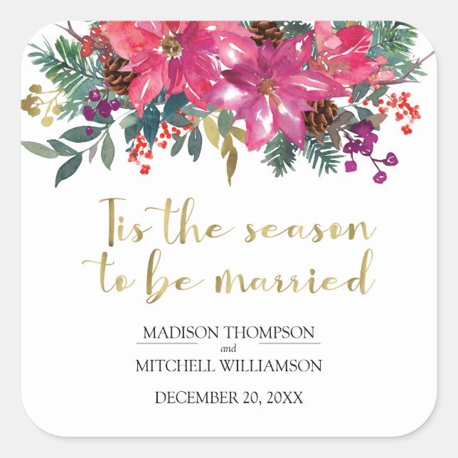 Das ist die Jahreszeit, um Verheiratet zu sein Wei Quadratischer Aufkleber (Vorderseite)