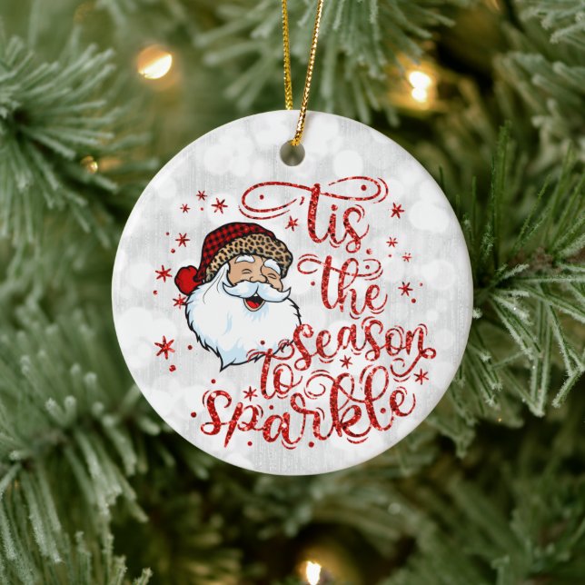 'Das ist die Jahreszeit zu Sparkle Glitterie Keramik Ornament (Baum)