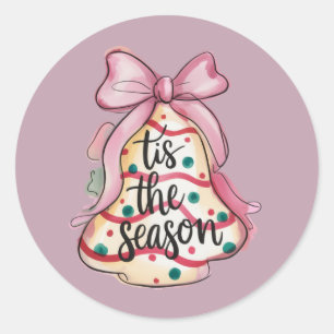 Das ist die Saison Coquette Bow Girly Pink Weihnac Runder Aufkleber