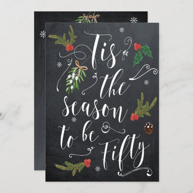 Das ist die Saison für fünfzig Weihnachtsfeiertage Einladung (Vorne/Hinten)