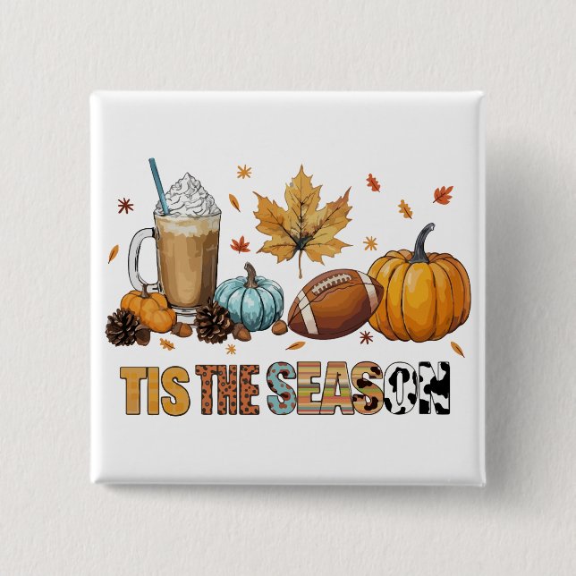 Das ist die Saison Herbstzeit mit Football und Kaf Button (Vorderseite)