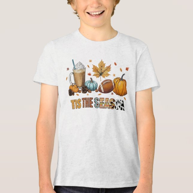 Das ist die Saison Herbstzeit mit Football und Kaf Tri-Blend Shirt (Vorderseite)