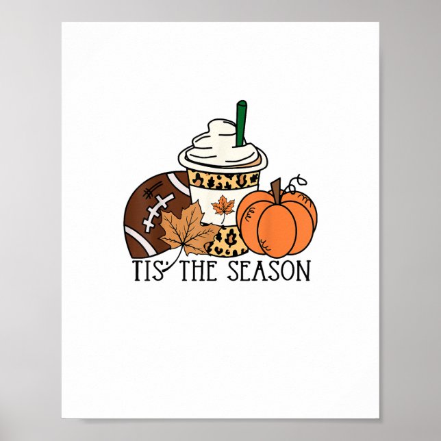 Das ist die Saison Pumpkin Erntedank Football Mini Poster (Vorne)