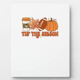 Das ist die Saison Pumpkin Leaf Erntedank Football Fotoplatte