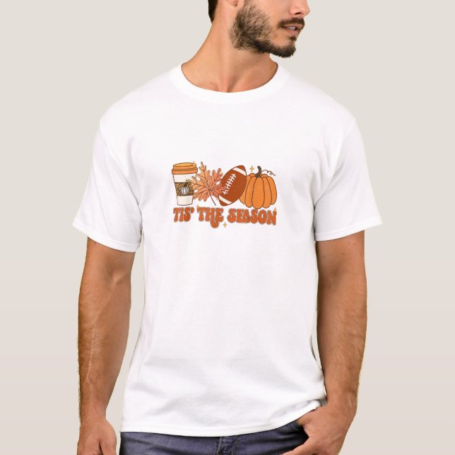 Das ist die Saison Pumpkin Leaf Erntedank Football T-Shirt (Vorderseite)