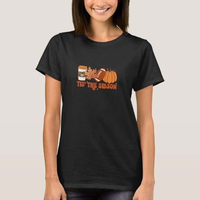 Das ist die Saison Pumpkin Leaf Erntedank Football T-Shirt (Vorderseite)