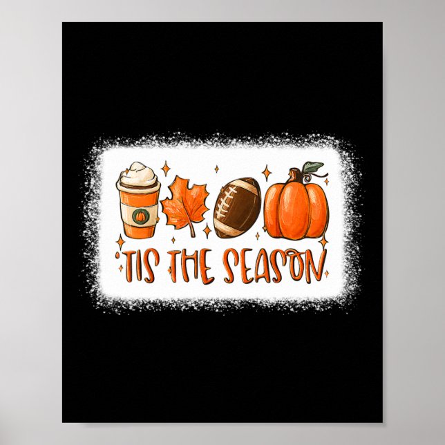 Das ist die Saison Pumpkin Leaf Latte Fall Footbal Poster (Vorne)