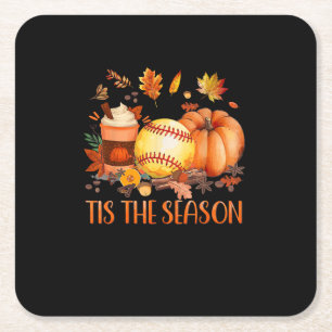 Das ist die Saison Pumpkin Leaf Latte Fall Softbal Rechteckiger Pappuntersetzer