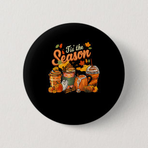 Das ist die Saison Pumpkin Leaf Latte Fall Thanksg Button