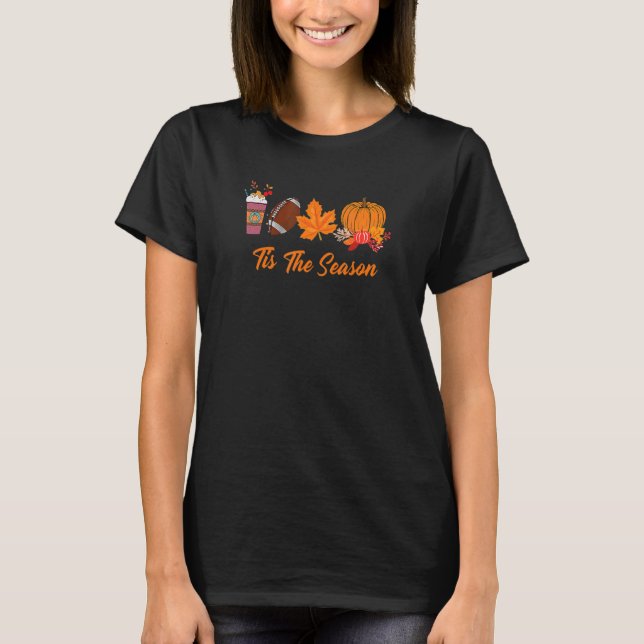 Das ist die Saison Pumpkin Leaf Latte Fall Thanksg T-Shirt (Vorderseite)