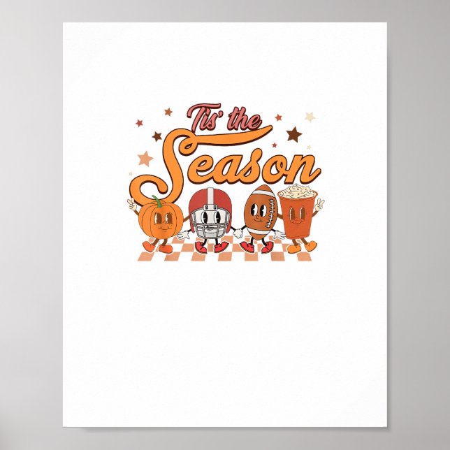 Das ist die Saison Pumpkin Leaf Latte Football Cre Poster (Vorne)