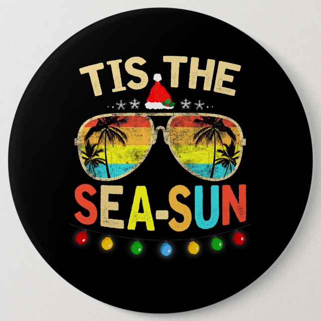 Das ist die Sea Sun Santa Beach Sommerweihnacht im Button (Vorderseite)