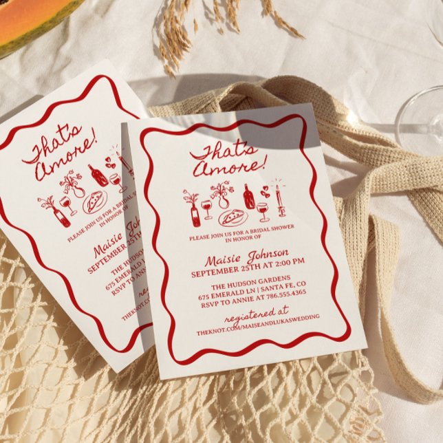 Das ist ein eher italienisches Wavy Border Brautpa Einladung (Von Creator hochgeladen)