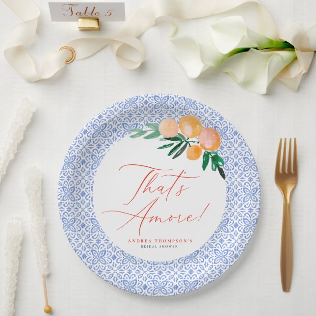 Das ist ein eher orangefarbenes italienisches blau pappteller (Hochzeit)