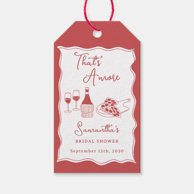 Das ist ein eher rotes italienisches Pizza Brautpa Geschenkanhänger (Vorderseite)