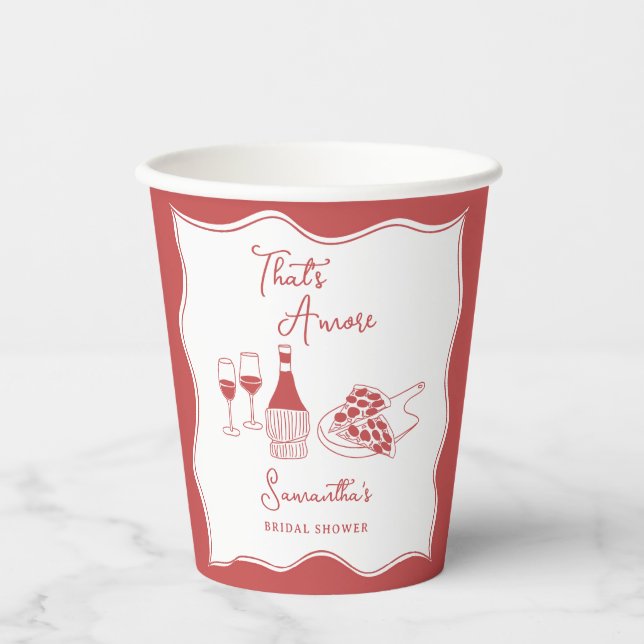 Das ist ein eher rotes italienisches Pizza Brautpa Pappbecher (Vorderseite)