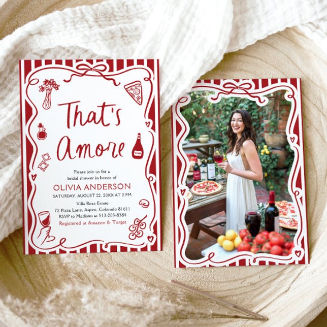 Das ist ein eher skurriles italienisches Pizza-Bra Einladung (Watercolor That's Amore Whimsical Italian Pizza Bridal Shower Invitation)