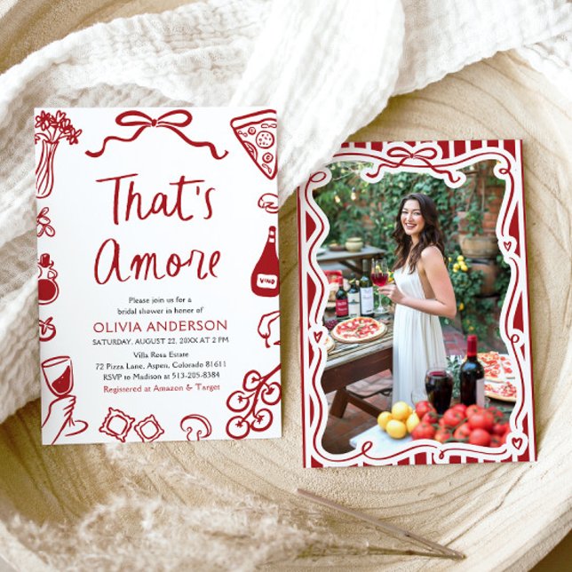 Das ist ein eher skurriles italienisches Pizza-Bra Einladung (Watercolor That's Amore Whimsical Italian Pizza Wine Bridal Shower Invitation)