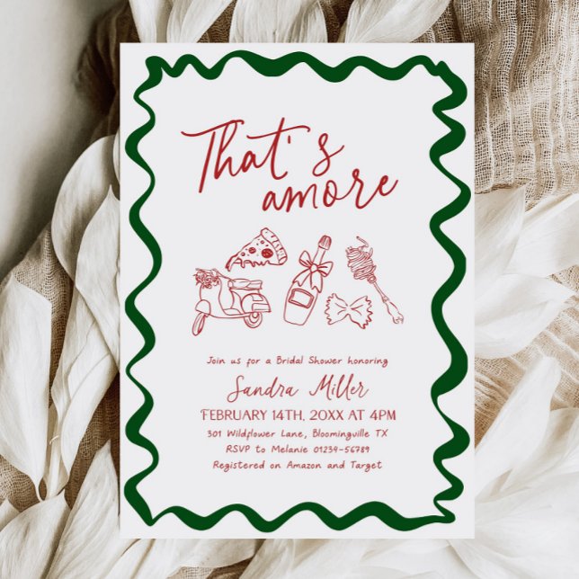 Das ist ein handgezeichnetes italienisches Brautpa Einladung (That's amore italian bridal shower invitation)