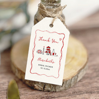 Das ist ein handgezeichnetes italienisches Rotes B Geschenkanhänger