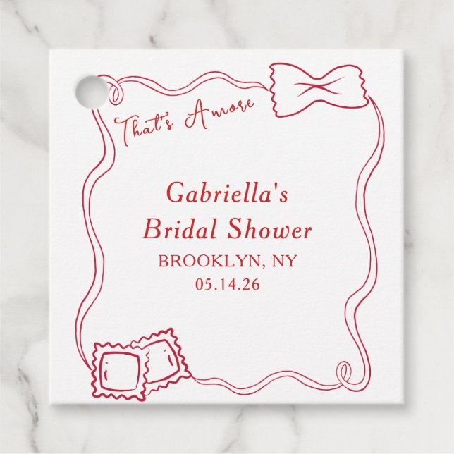 Das ist ein handgezogenes Pasta Italien Brautparty Geschenkanhänger (Vorderseite)