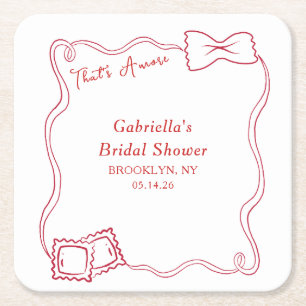 Das ist ein handgezogenes Pasta Italien Brautparty Rechteckiger Pappuntersetzer