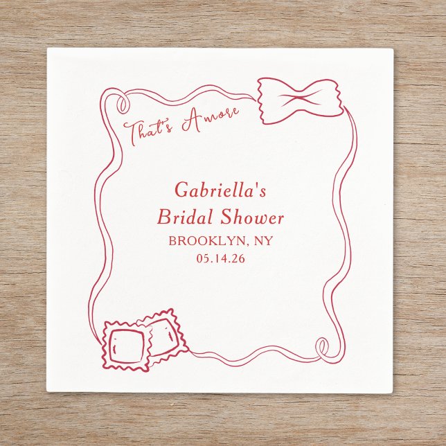 Das ist ein handgezogenes Pasta Italien Brautparty Serviette (Von Creator hochgeladen)