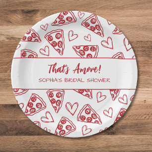 Das ist ein handgezogenes Pizza-Party-Brautparty Pappteller