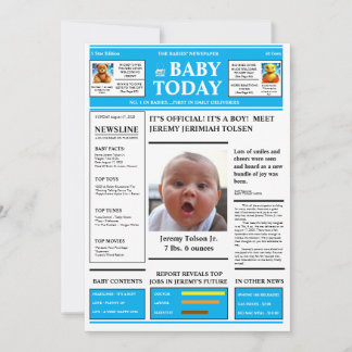 "Das ist ein Junge! BABY NEWSPAPER Baby Ankündigun Einladung