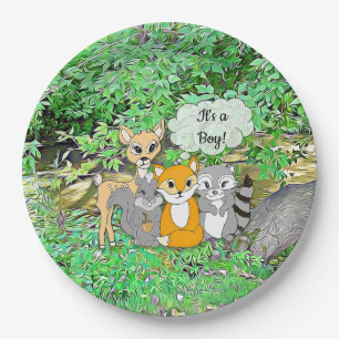 Das ist ein Junge! Baby Shower Forest Animals ange Pappteller