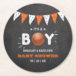 Das ist ein Junge! Basketball-Kinderdusche Runder Pappuntersetzer