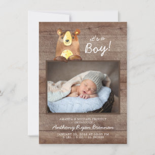 Das ist ein Junge! Bear BoysBaby Foto Geburtsankün Ankündigung