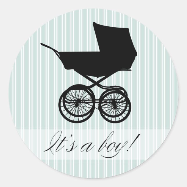 Das ist ein Junge! Blue Baby Buggy Sticker (Vorderseite)