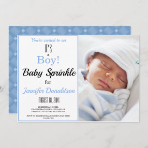 Das ist ein Junge! Blue Baby Sprinkle Foto Einladu Einladung