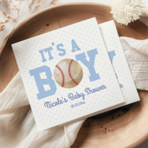 Das ist ein Junge! Blue Baseball Baby Dusche Serviette