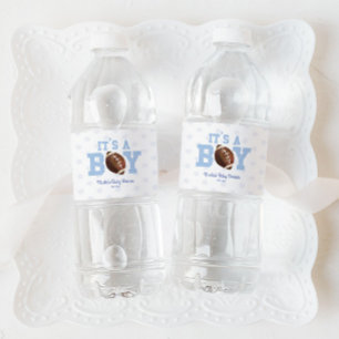 Das ist ein Junge! Blue Football Baby Dusche Wasserflaschenetikett