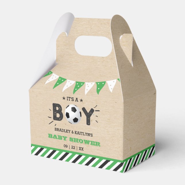 Das ist ein Junge! Fußball-Kinderdusche Geschenkschachtel (Vorderseite)